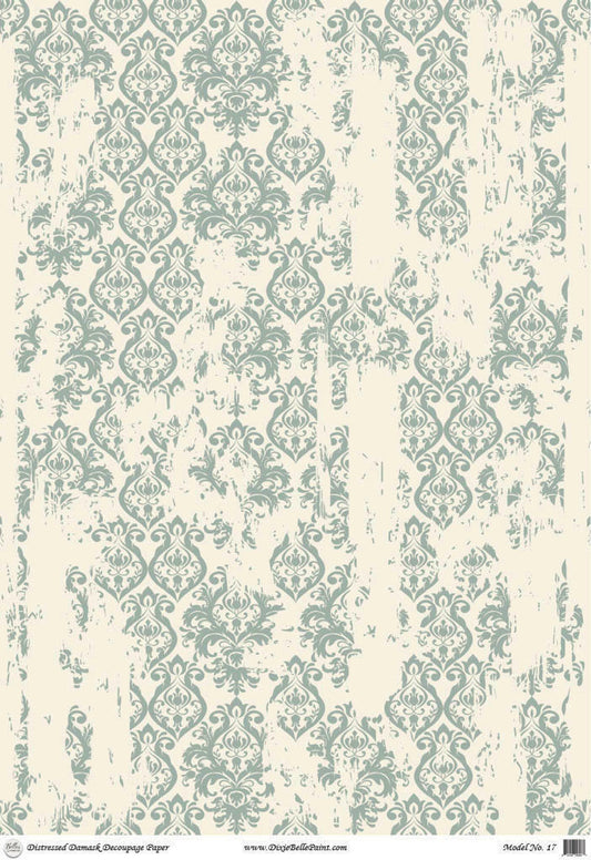 Distressed Damask- A1 Rice Decoupage Paper